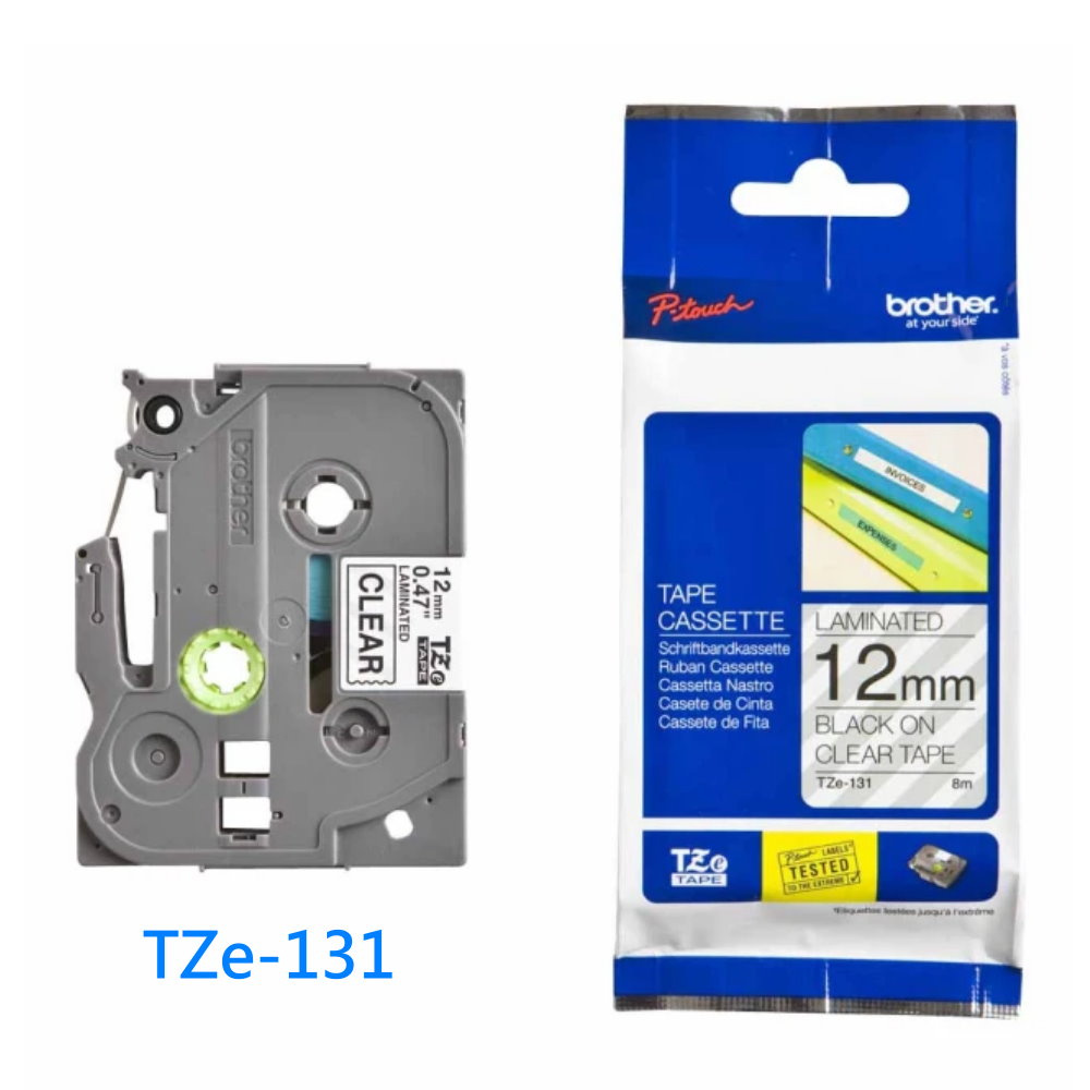 12m護貝色帶【TZe-131透明底黑字】